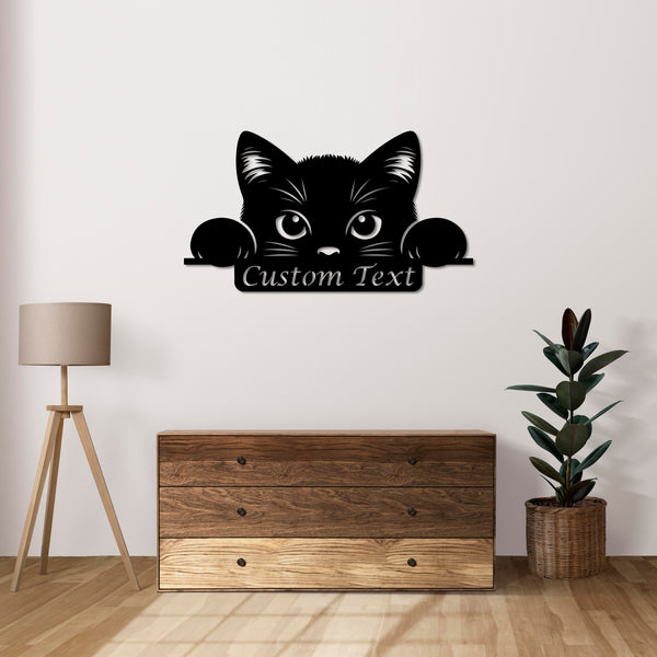 Curious Cat Metal Wall Art | Decorative Animal Wall Sculpture Decor