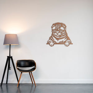 Curious Cat Metal Wall Art | Decorative Animal Wall Sculpture Decor