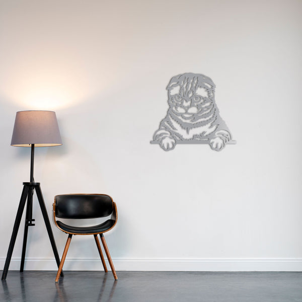 Curious Cat Metal Wall Art | Decorative Animal Wall Sculpture Decor