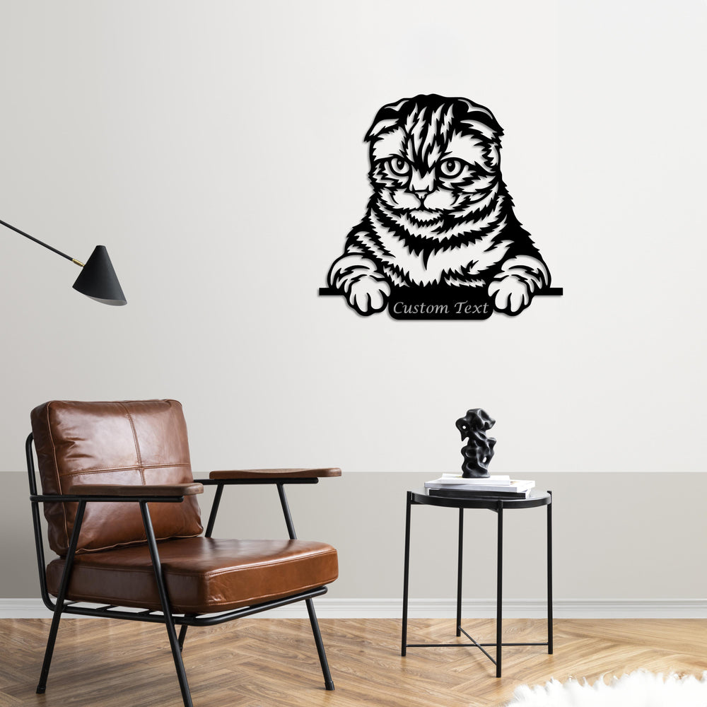 Curious Cat Metal Wall Art | Decorative Animal Wall Sculpture Decor