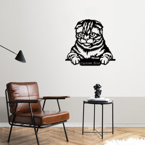 Curious Cat Metal Wall Art | Decorative Animal Wall Sculpture Decor