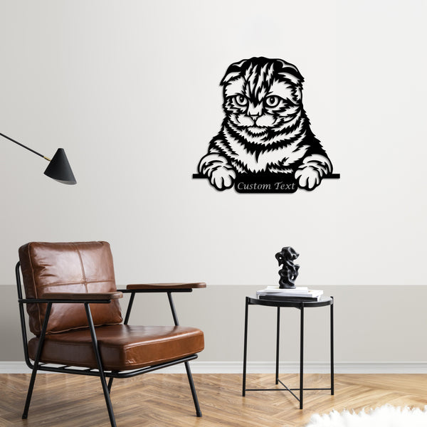 Curious Cat Metal Wall Art | Decorative Animal Wall Sculpture Decor