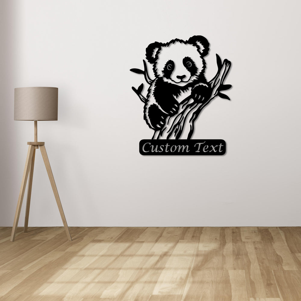 Cheerful panda metal wall art decor for cozy children's rooms