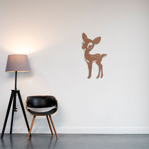 Cute Baby Deer Metal Wall Art | Decorative Animal Wall Sculpture
