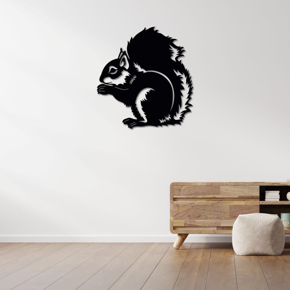 Cute Forest Guardian Squirrel Metal Wall Art | Animal Wall Sculpture