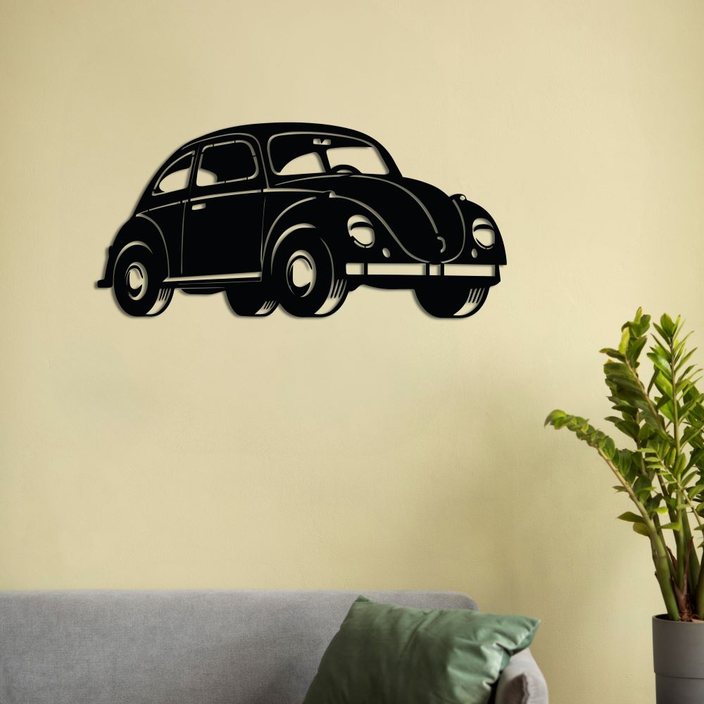 Vintage Beetle Car Metal Wall Art | Nostalgic Decorative Sculpture