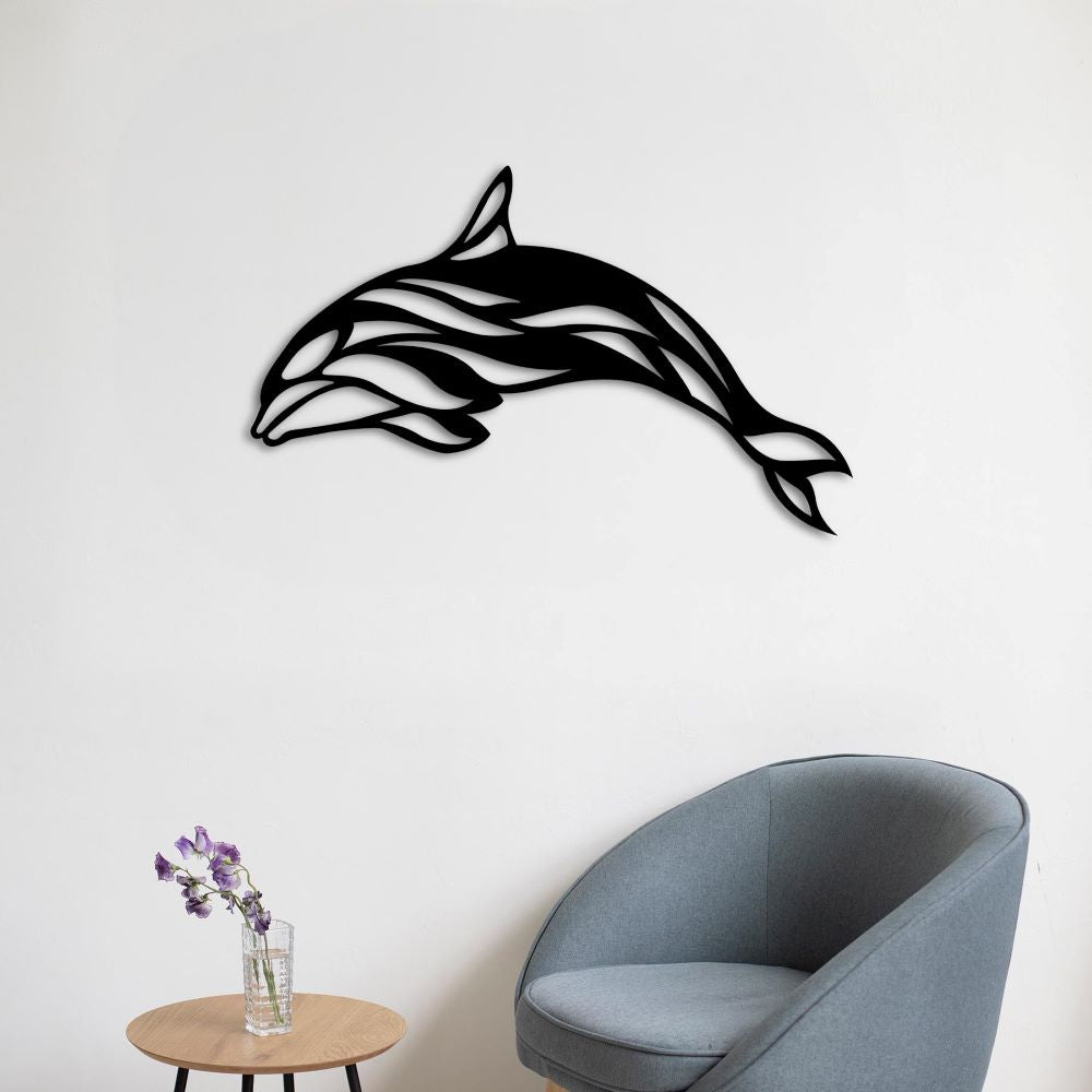 Graceful Dolphin Metal Wall Art | Decorative Marine Wall Sculpture